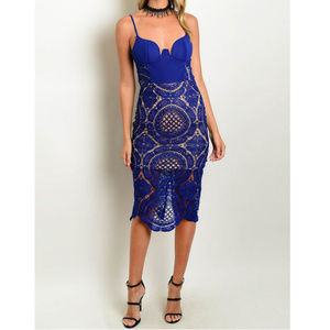 🆕 Royal Cocktail Crochet Dress